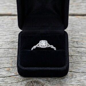 Celebration Fire 1/2 CT. T.W. Diamond Frame Twist Engagement Ring 14K White Gold